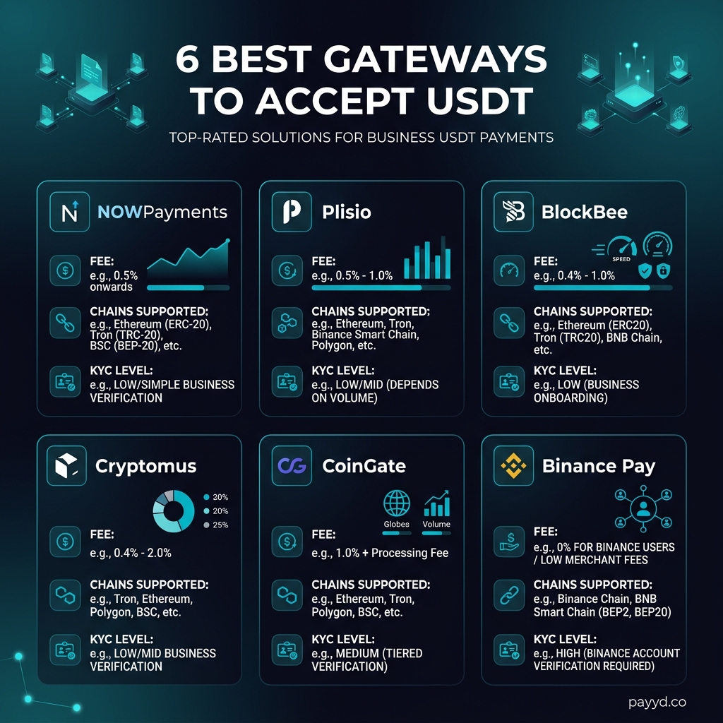6 best gateways to accept USDT payments