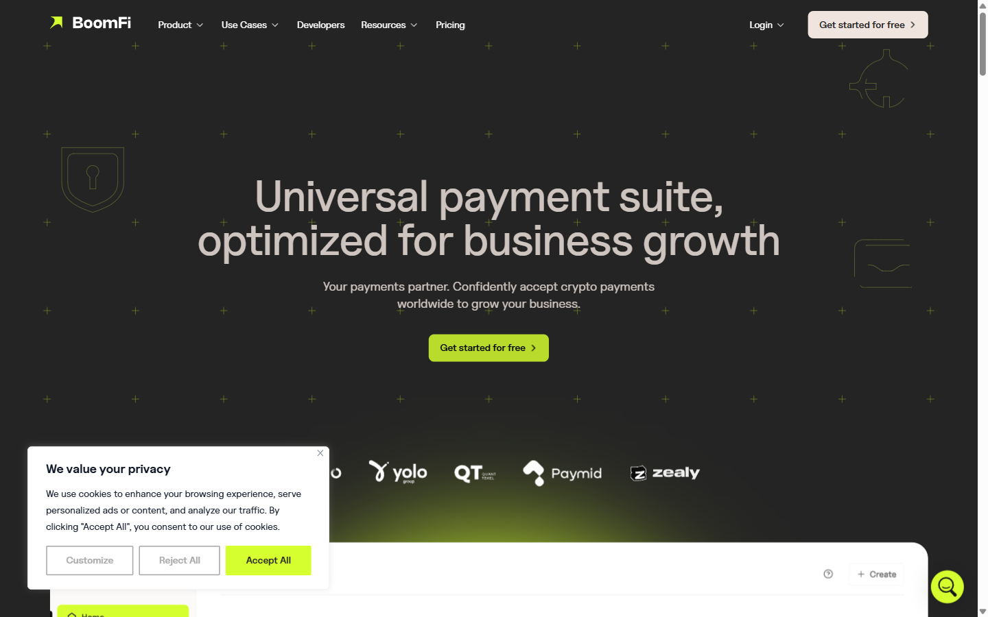 BoomFi subscription billing dashboard showing recurring payment plans