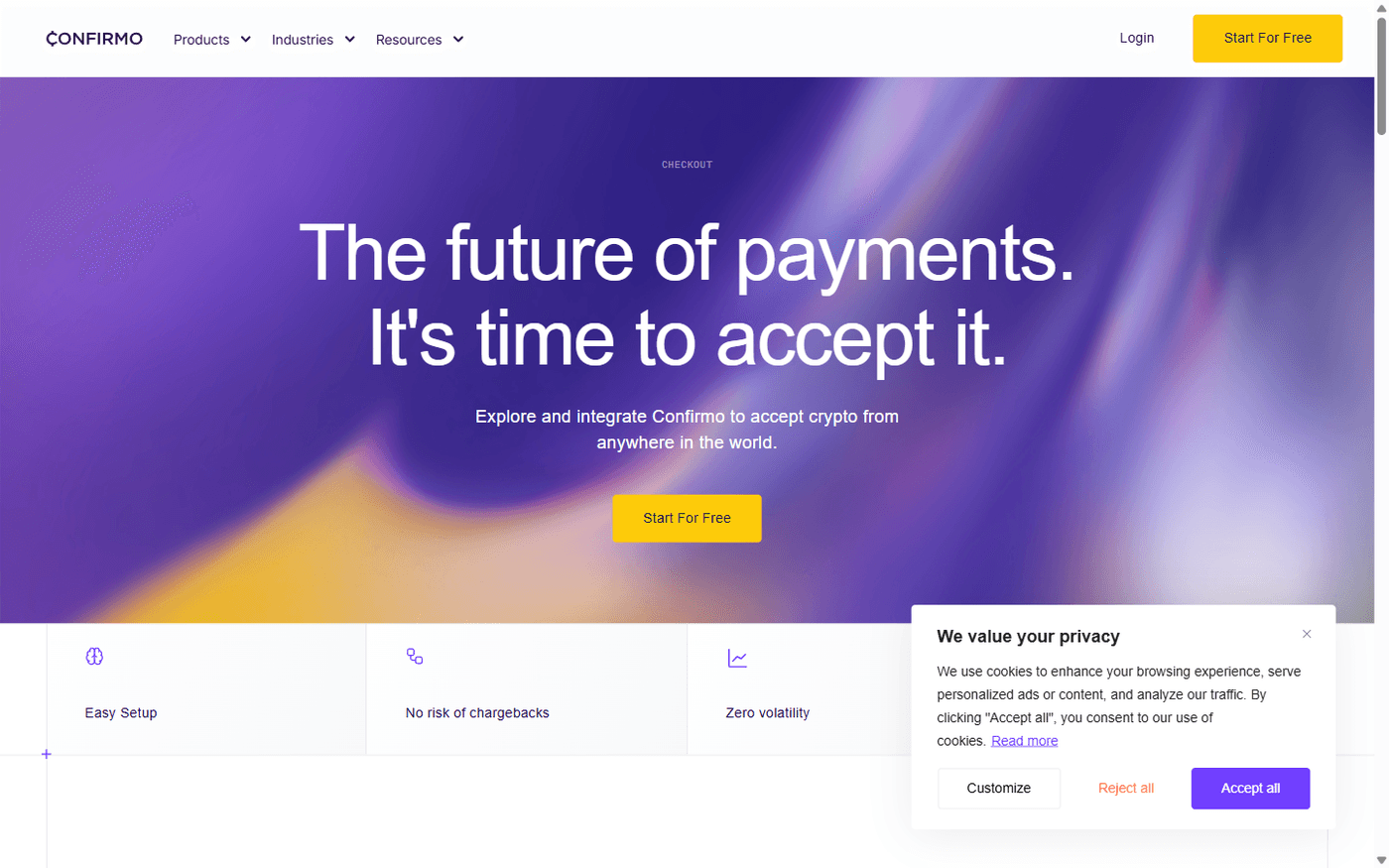 Confirmo pricing page showing 0.8% transaction fee and plan options
